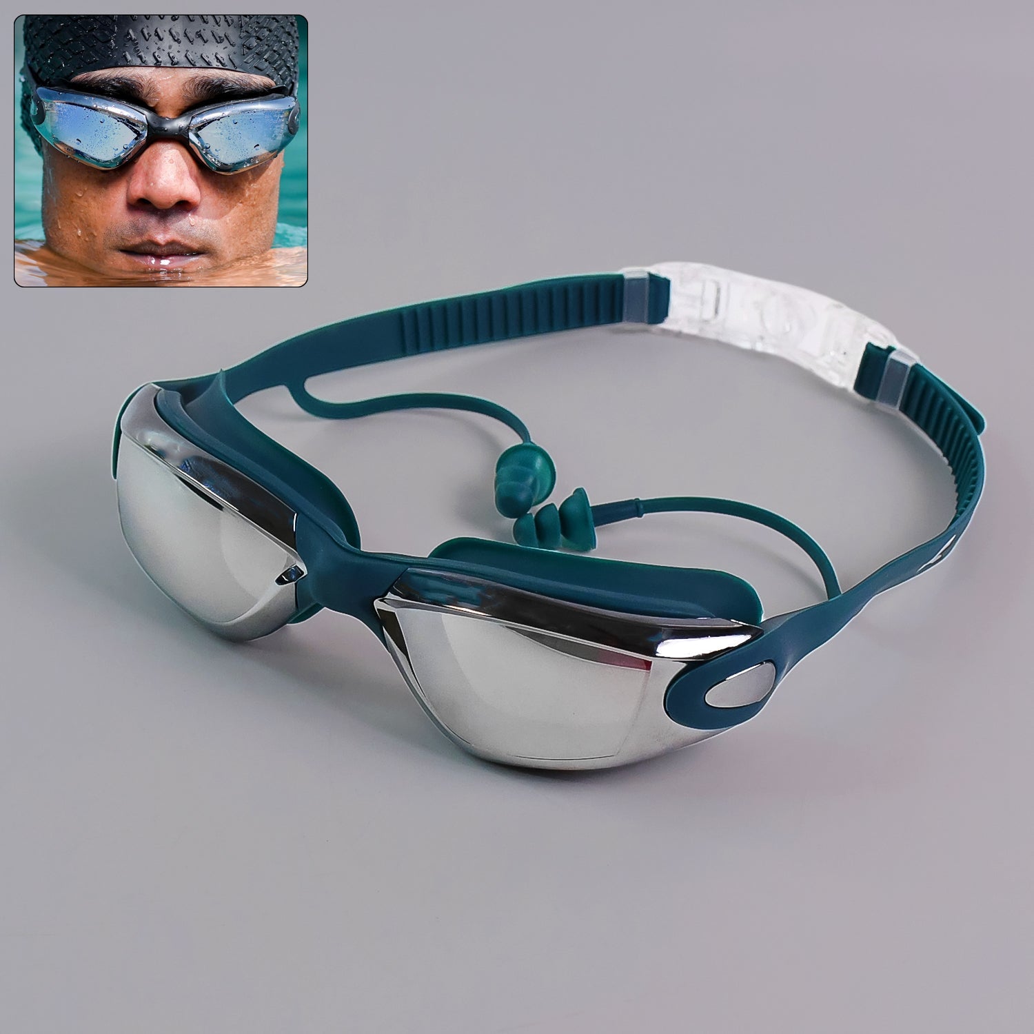 Knx Professional Anti-Fog UV Protection Swimming Goggles with Mirrored Lenses and Earplugs Knx Professional Anti-Fog UV Protection Swimming Goggles with Mirrored Lenses and Earplugs